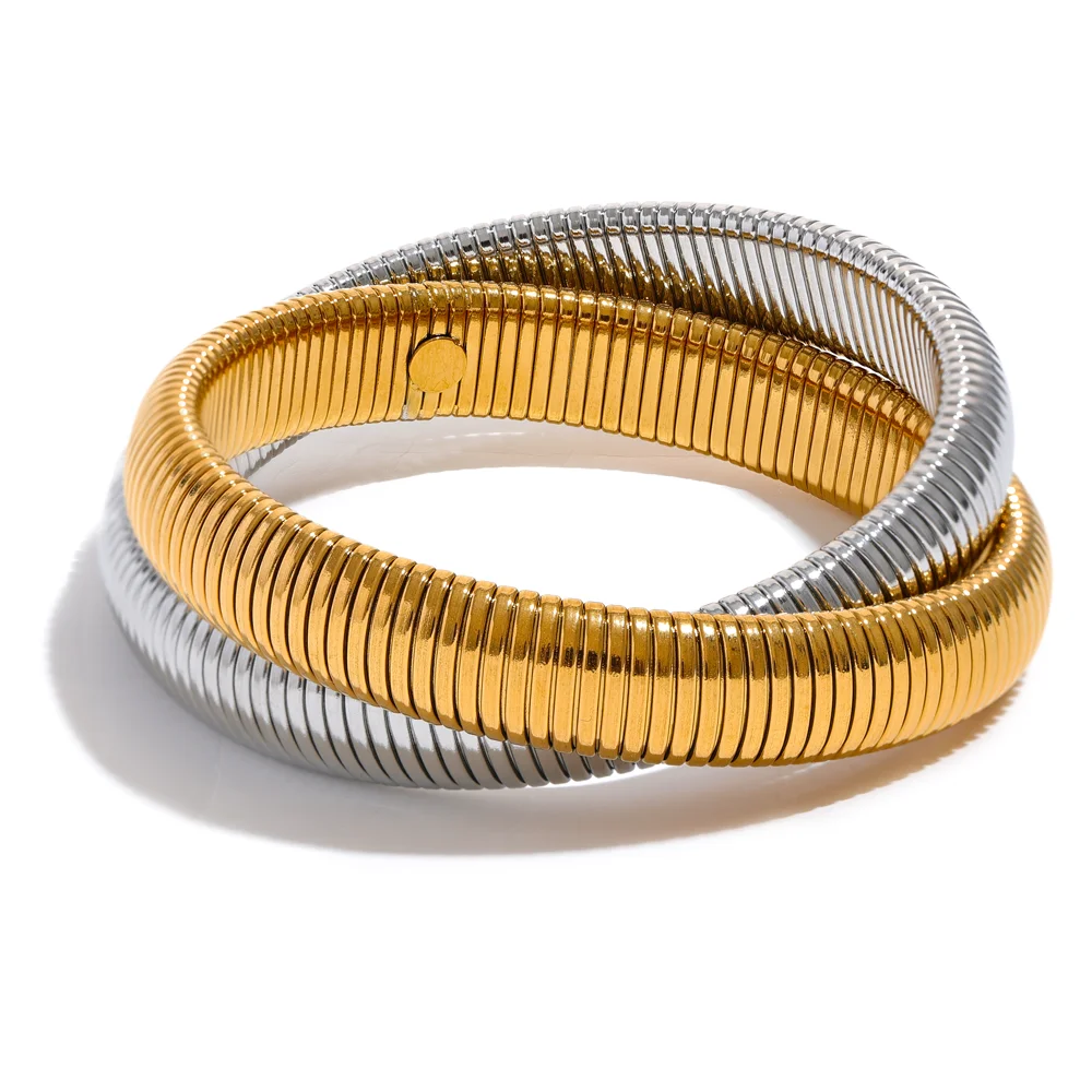 Elastic Punk Bracelet – 18K Gold Plated Stainless Steel Bangle