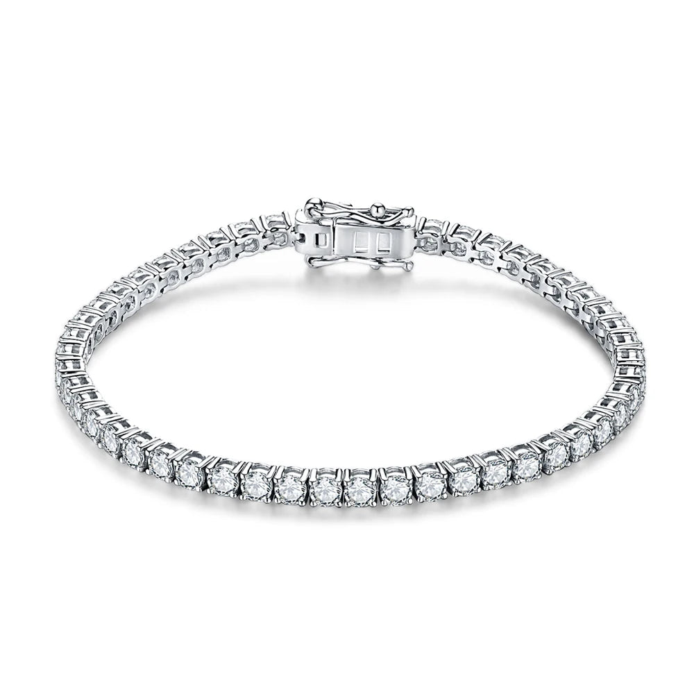 Moissanite Tennis Bracelet for Women & Men With Real 925 Sterling Silver (Passes Diamond Tester - D Color Round Cut 2.5MM to 5MM) Moissanite Tennis Bracelet