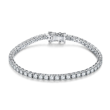 Moissanite Tennis Bracelet for Women & Men With Real 925 Sterling Silver (Passes Diamond Tester - D Color Round Cut 2.5MM to 5MM) Moissanite Tennis Bracelet