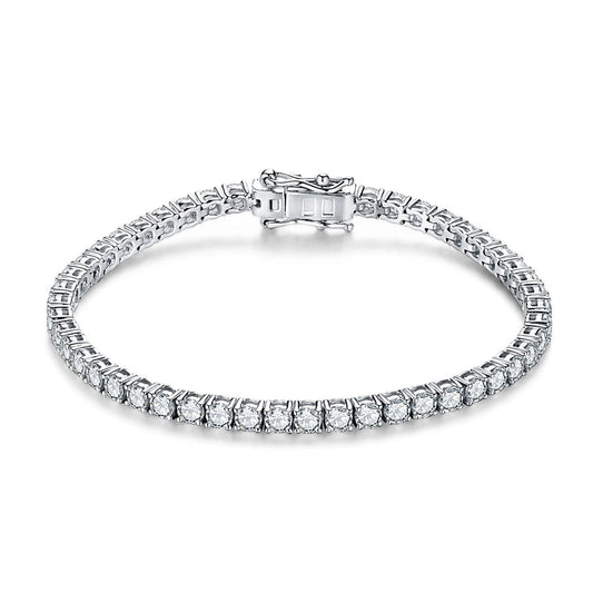 Moissanite Tennis Bracelet for Women & Men With Real 925 Sterling Silver (Passes Diamond Tester - D Color Round Cut 2.5MM to 5MM) Moissanite Tennis Bracelet