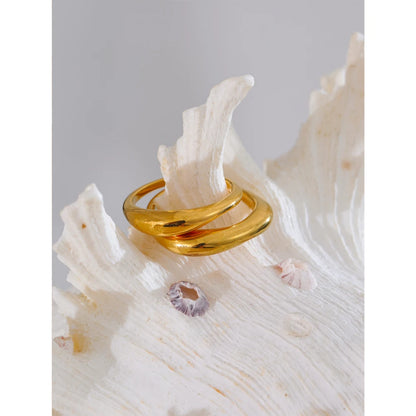 Luxe Jewels Minimalist Tarnish-Free Golden Ring - 18K PVD Plated Stainless Steel Jewelry