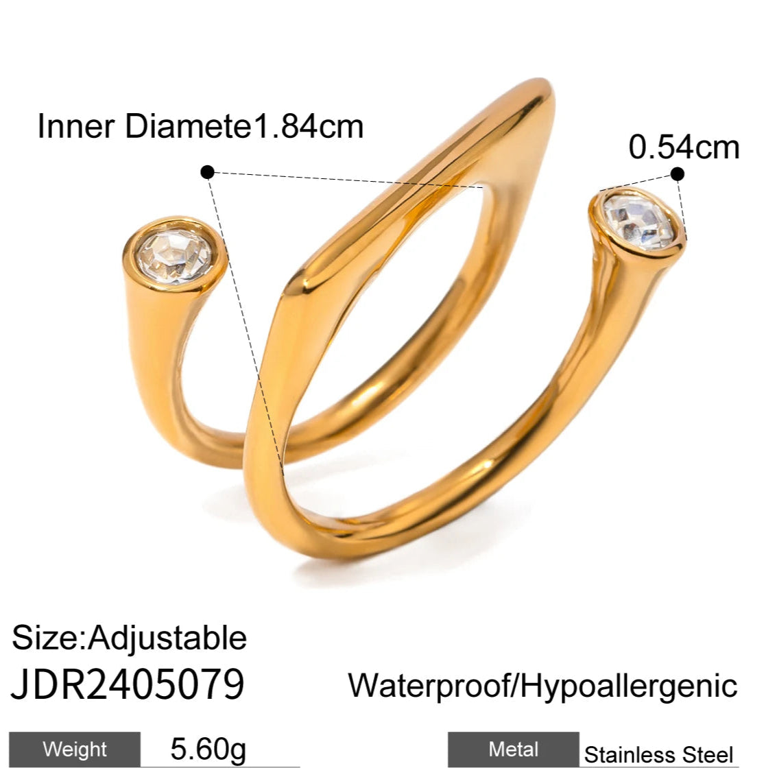 White Round Zirconia Open Ring New Designed Exquisite Party Jewelry