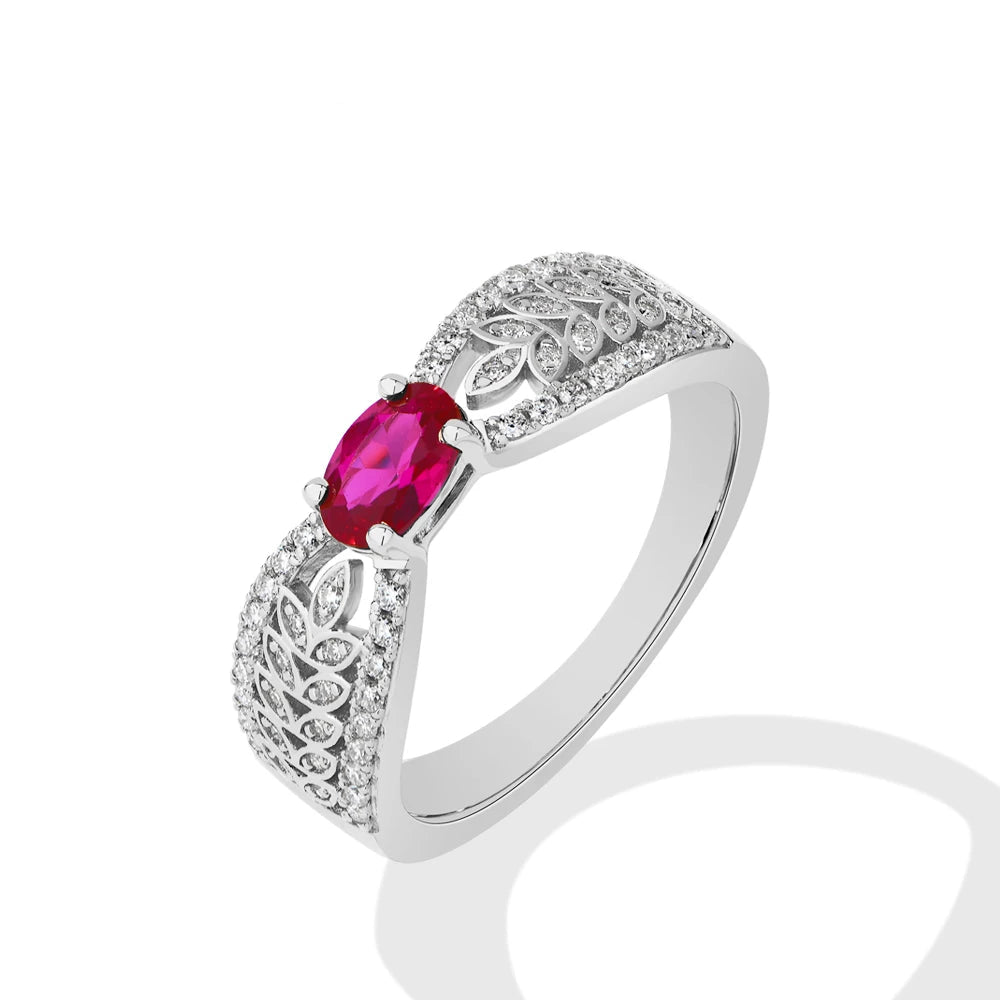 Gorgeous Lab Grown Premium Ruby Women's Ring - 925 Sterling Silver Moissanite Ring Luxe Jewelry