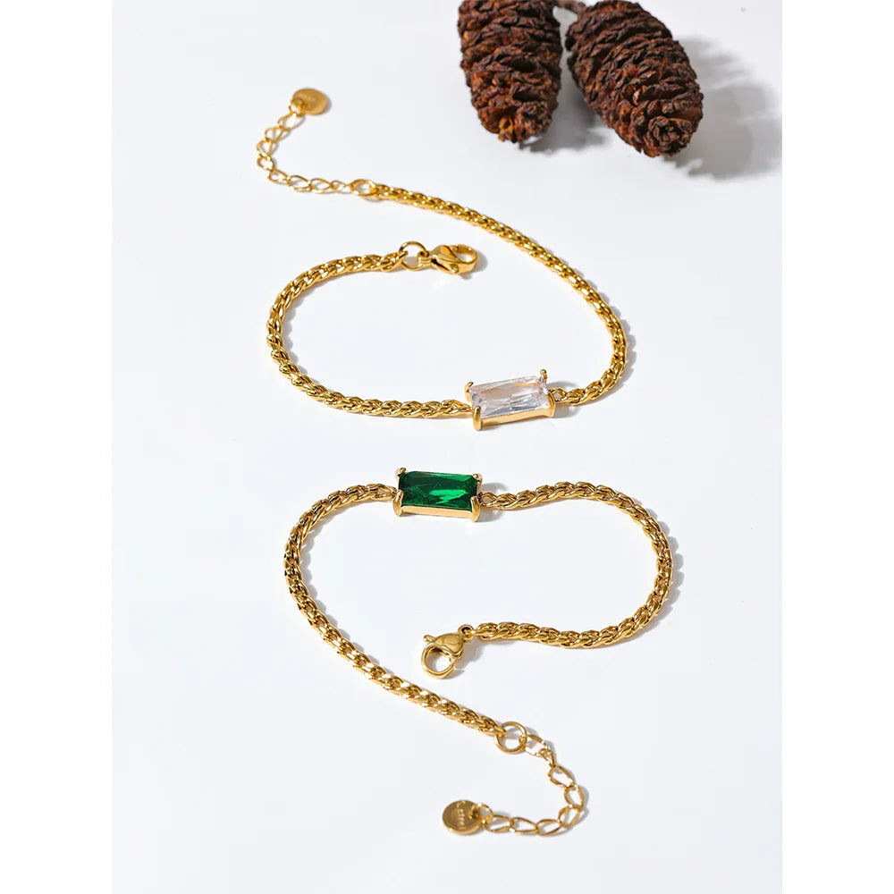 Cubic Zirconia Gold Stainless Steel Bracelet – Waterproof Chic Jewelry