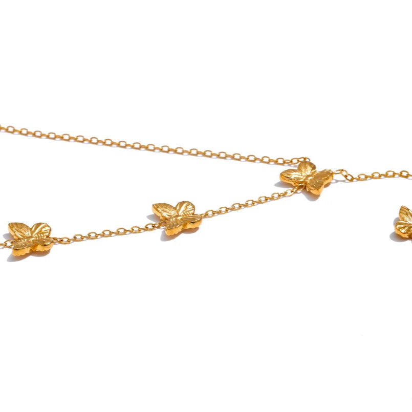 Elegant Butterfly Pendant Collar Necklace – 18K Gold Plated Jewelry