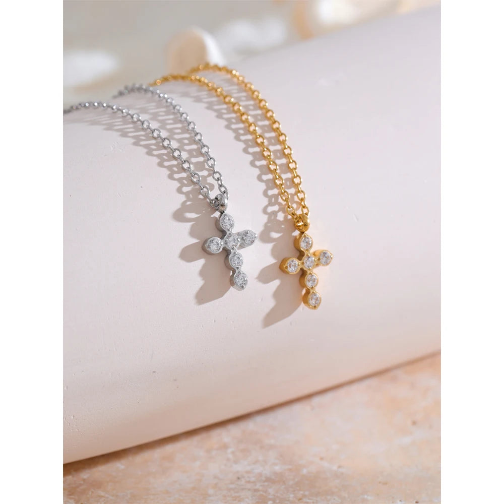 Gold & Platinum Plated Cross Necklace – Chic Religious Jewelry