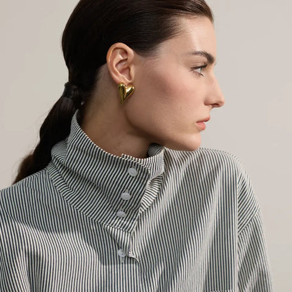 28mm Heart High Quality Metal Cast Stud Earrings Waterproof Anti Allergic Fashion Jewelry