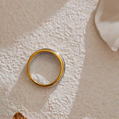 Luxe Jewels Dual Colour Ring – 18K Gold Plated Stainless Steel Trending Jewelry