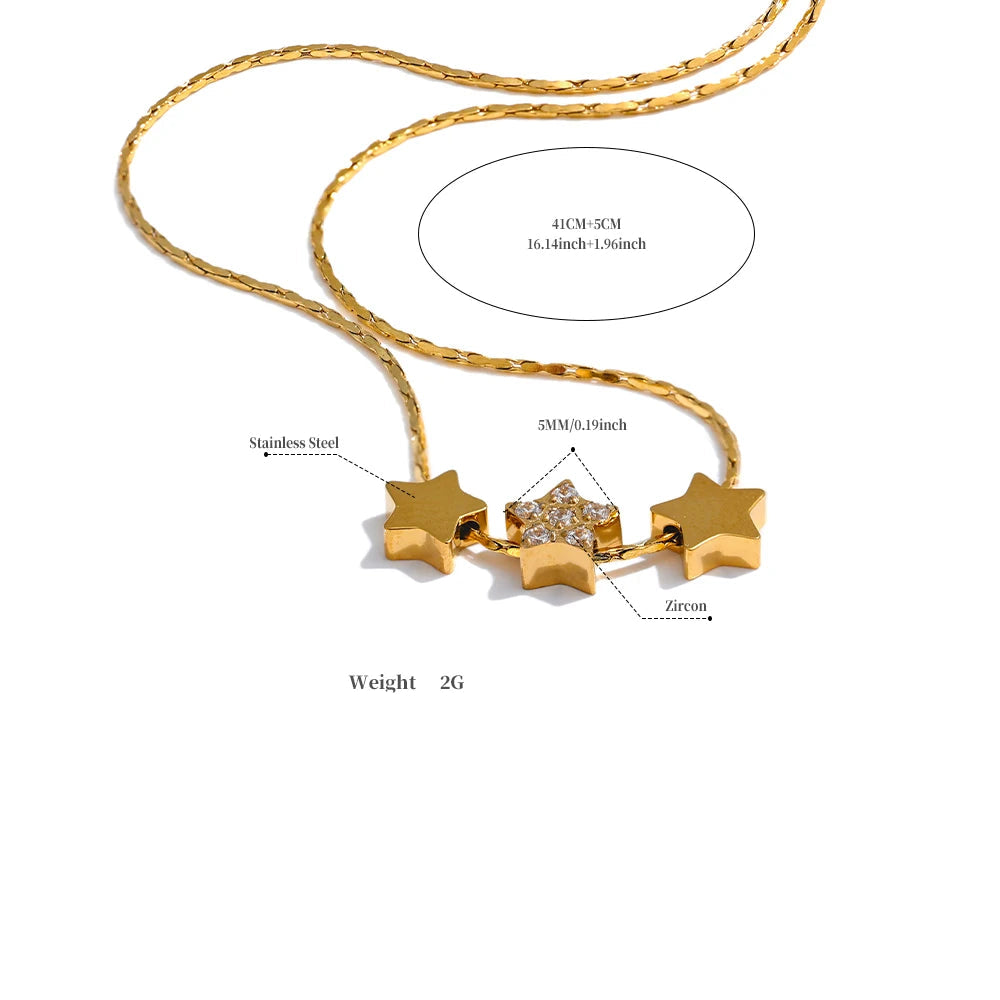 Gold Plated Double-Sided Star Necklace – Minimalist Celestial Jewelry