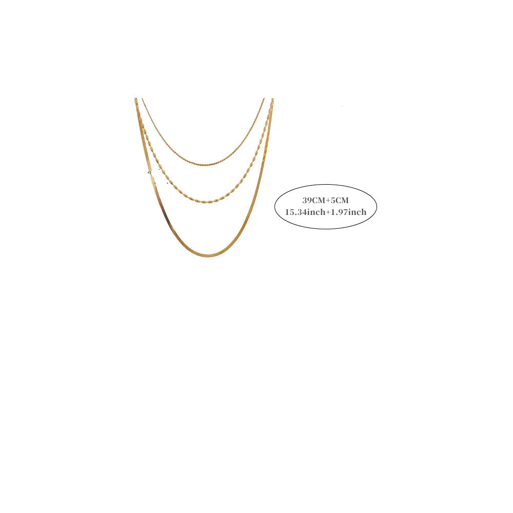 Chic Gold Plated Stainless Steel Layered Necklace – Minimalist Style