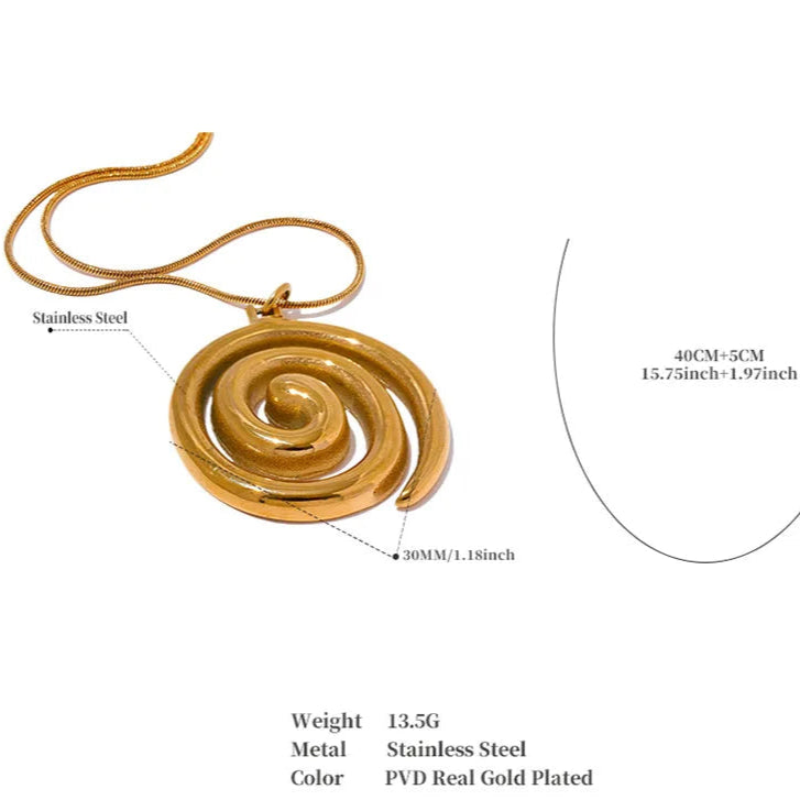 Round Circle Pendant Necklace – Gold 18K Stainless Steel