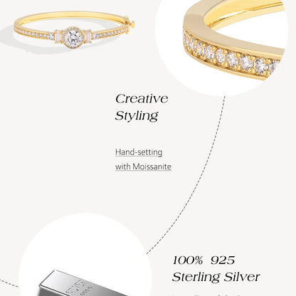 Premium Silver Moissanite Bracelets 18K Gold Plated 4.5 Carat D VVS1 Moissanite (Diamond Tester Passed with Certificate)