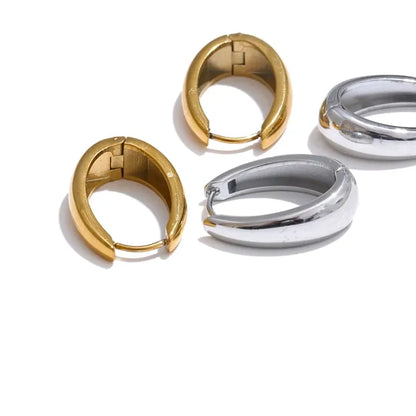 316L Stainless Steel Geometric U-Shape Hoop Earrings 18K Gold PVD Plated Popular Waterproof Jewelry