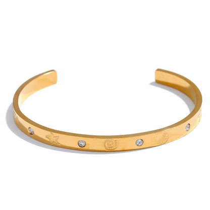 Ocean Elements Cuff Bracelet – 18K Gold Plated Stainless Steel 61mm