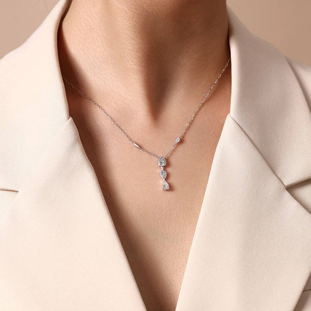Premium Water Drop Moissanite Necklace Y Shape S925 Sterling Silver Elegant Chain
