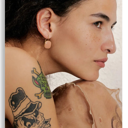 Joyful Candy Multicolored Enamel Square Hoop Earrings 18K Golden Plated Waterproof Stainless Steel Spring Summer Jewelry