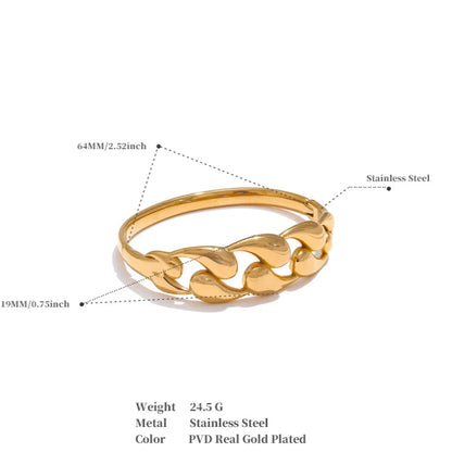 Water Drop Hollow Bangle – 64mm Gold-Plated Stainless Steel Statement Bracelet