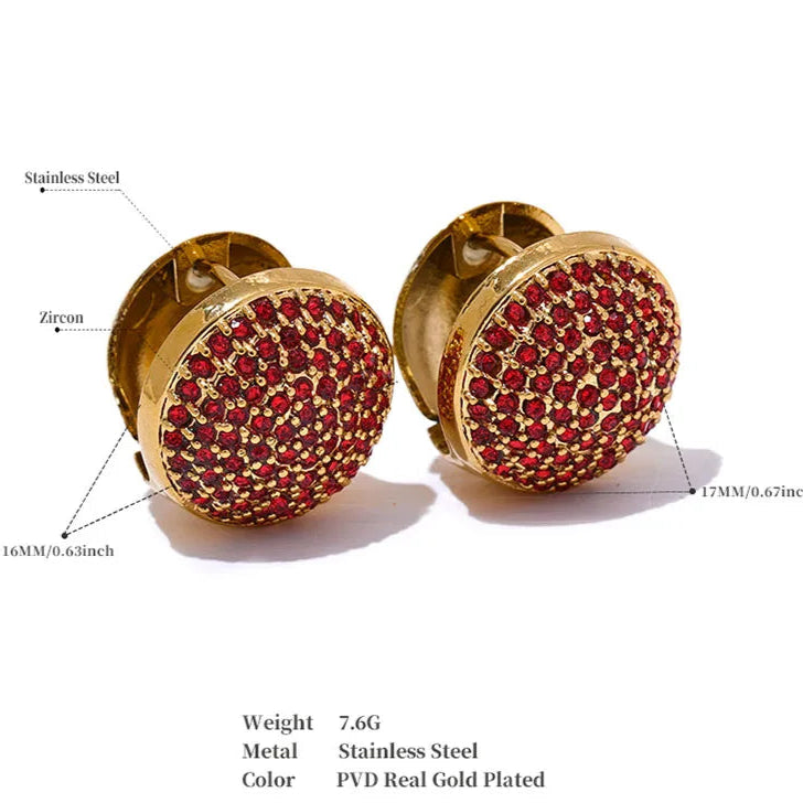 Multi-Color CZ Hollow Hoop Earrings – Gold Plated