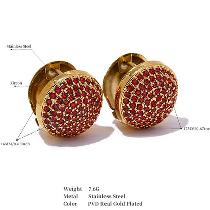 Multi-Color CZ Hollow Hoop Earrings – Gold Plated