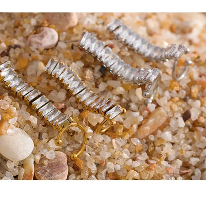 Water-Resistant Gold Plated Zirconia Clip Earrings – Elegant Luxury Jewelry