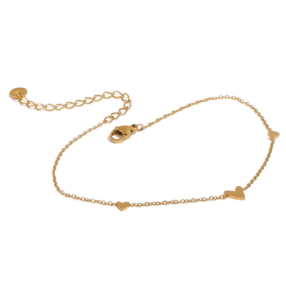 Heart Charm Anklet – Gold & Silver 18K PVD Stainless Steel