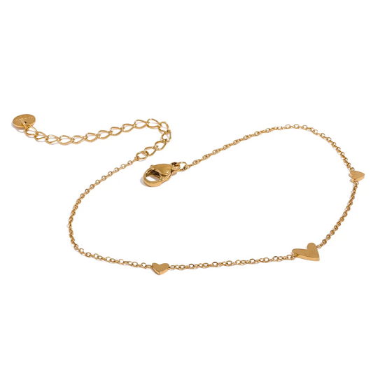 Heart Charm Anklet – Gold & Silver 18K PVD Stainless Steel