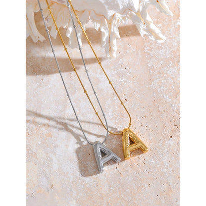 Waterproof 26 English Letter Initial Name Pendant Necklace Stainless Steel 18K PVD Plated A to Z Charm Jewelry Wholesale