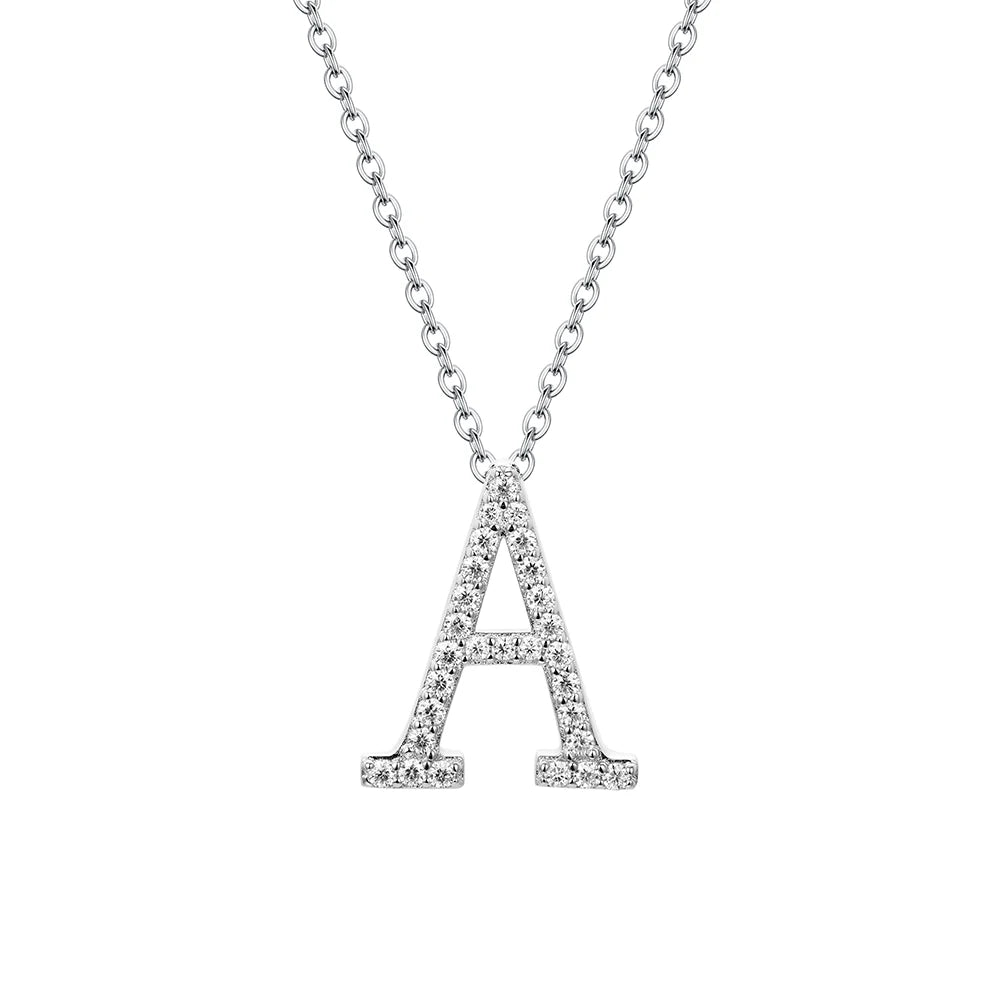 Valentine's Day Gift  - Letter Necklaces Pendants 100% 925 Sterling Silver Unisex (D VVS1 Colour Moissanite)Jewelry