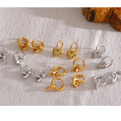 Star Moon Heart Pendant Drop Hoop Huggie Earrings 18k Gold Plated Trendy Waterproof Stainless Steel Fashion Charm Jewelry