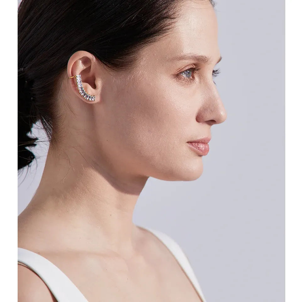 Water-Resistant Gold Plated Zirconia Clip Earrings – Elegant Luxury Jewelry