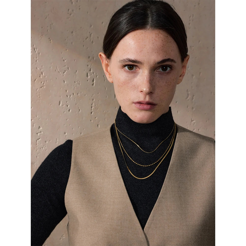 Chic Gold Plated Stainless Steel Layered Necklace – Minimalist Style