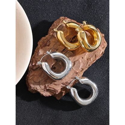 High Quality Stainless Steel Round Chunky Hoops Earrings for Women Charm Metal Fashion Jewelry Waterproof