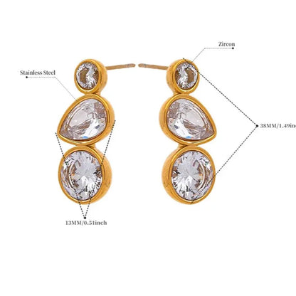 Tarnish-Free Gold Plated Cubic Zirconia Stud Earrings – Water Resistant Design