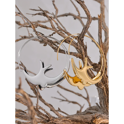 New Stainless Steel Bird Thin Hoop Earrings for Women Hypoallergenic Minimalist Metal Jewelry