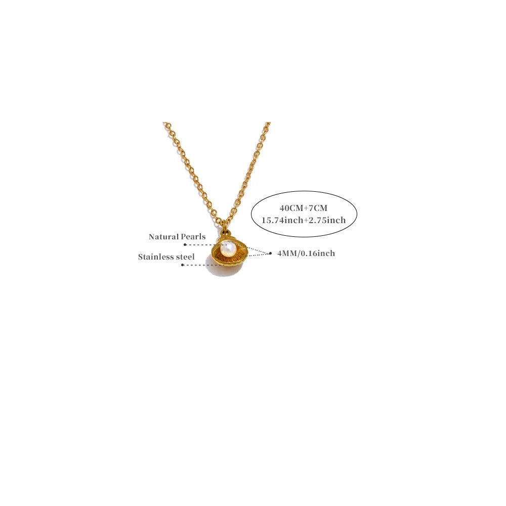 Gold necklace with pearl pendant on a white background