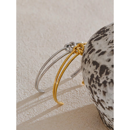 Knot Cuff Bracelet – Gold-Plated Stainless Steel Open Bangle