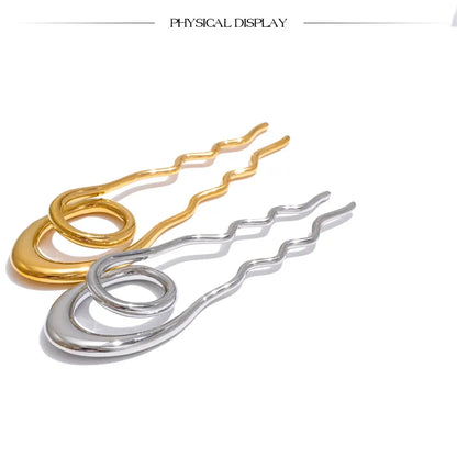 Geometric Metal Hairpin – Gold/Silver Stainless Steel Accessory