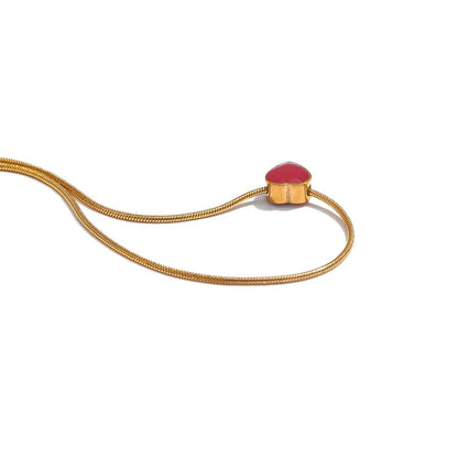 Red Enamel Heart Pendant Necklace – 316L Stainless Steel