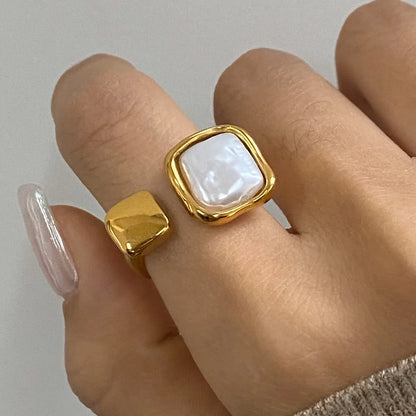 Elegant Square Pearl Earrings Stainless Steel 18K PVD Plated Waterproof 2025