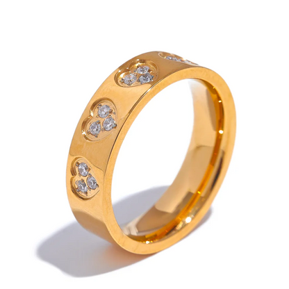 Luxe Jewels Cubic Zirconia Heart Ring – PVD Gold Plated Stainless Steel Jewelry