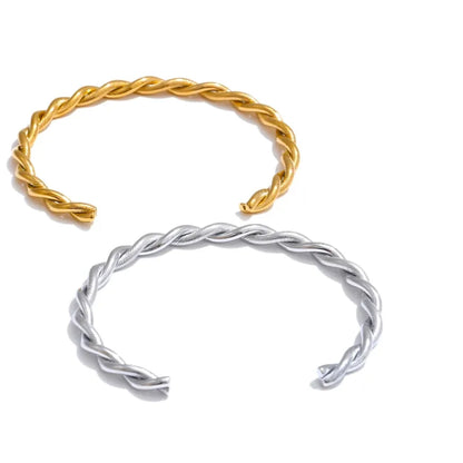 Twisted Cuff Bracelet – 18K Gold Plated Stainless Steel Waterproof Bangle