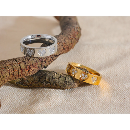 Luxe Jewels Cubic Zirconia Heart Ring – PVD Gold Plated Stainless Steel Jewelry