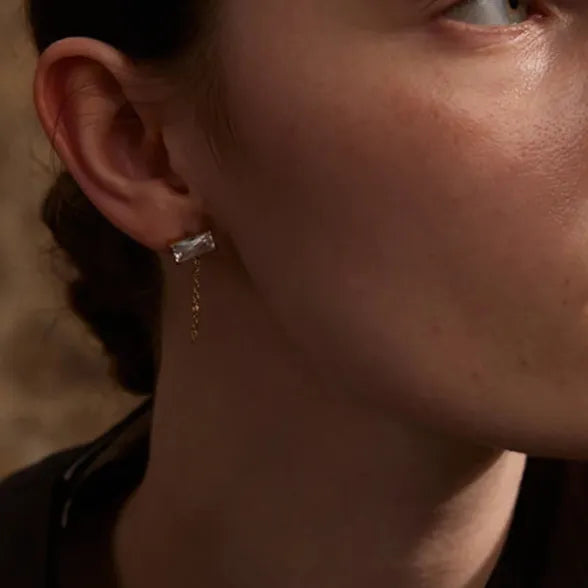 Tarnish-Free Gold Plated Drop Earrings – Shiny Cubic Zirconia Gemstones