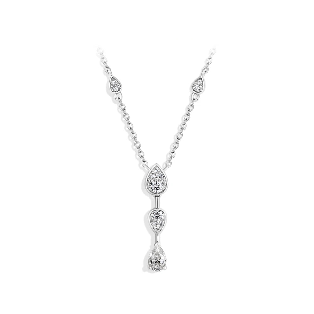 Premium Water Drop Moissanite Necklace Y Shape S925 Sterling Silver Elegant Chain