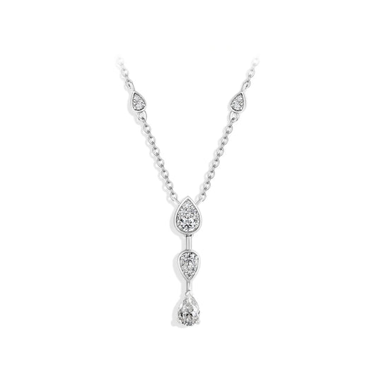 Premium Water Drop Moissanite Necklace Y Shape S925 Sterling Silver Elegant Chain