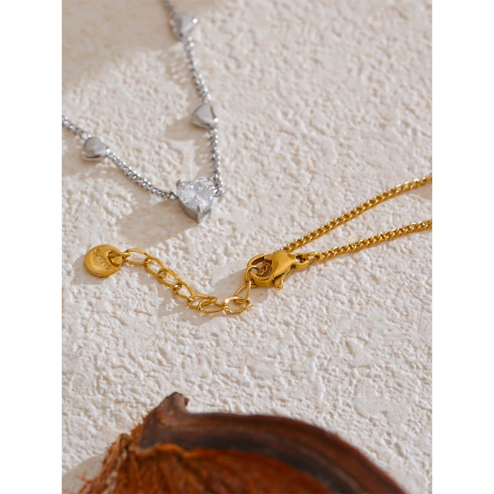 Zirconia Heart Anklet – Gold Plated Stainless Steel