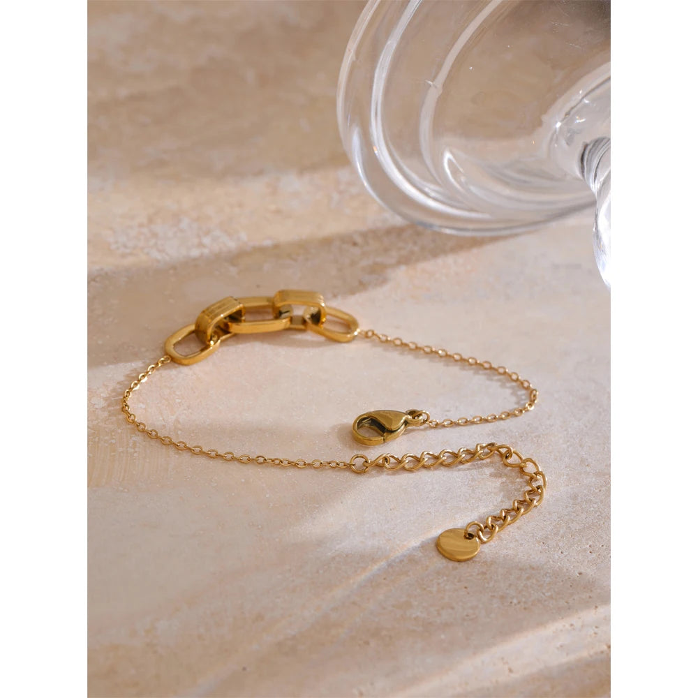 Square Hollow Stainless Steel Bracelet – 18K Gold Plated Tarnish-Resistant
