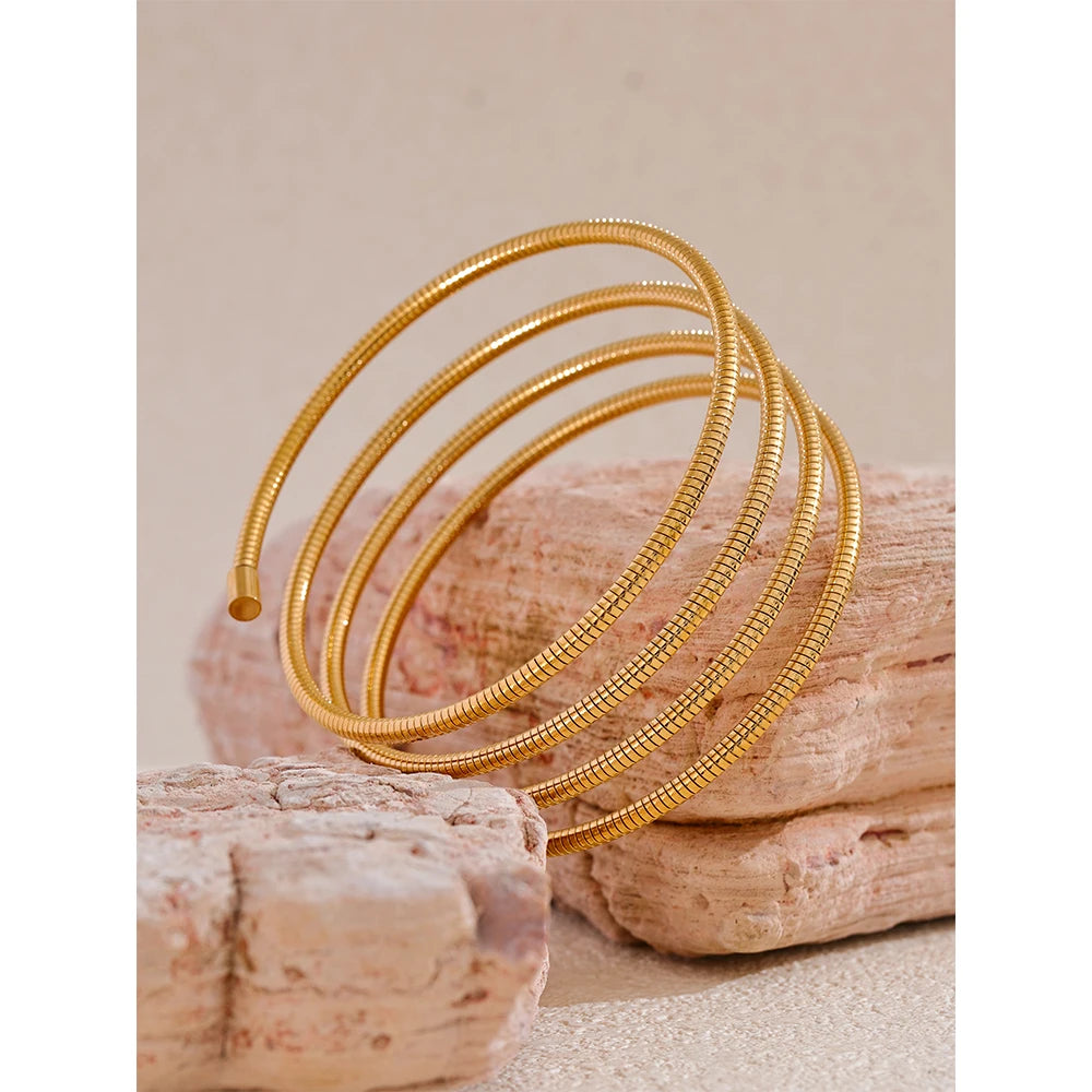 Layered Statement Bracelet – Gold Plated Stainless Steel Waterproof