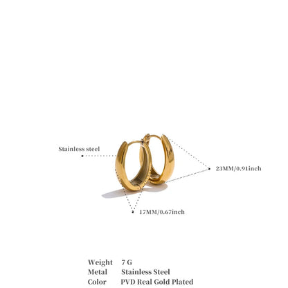 316L Stainless Steel Geometric U-Shape Hoop Earrings 18K Gold PVD Plated Popular Waterproof Jewelry