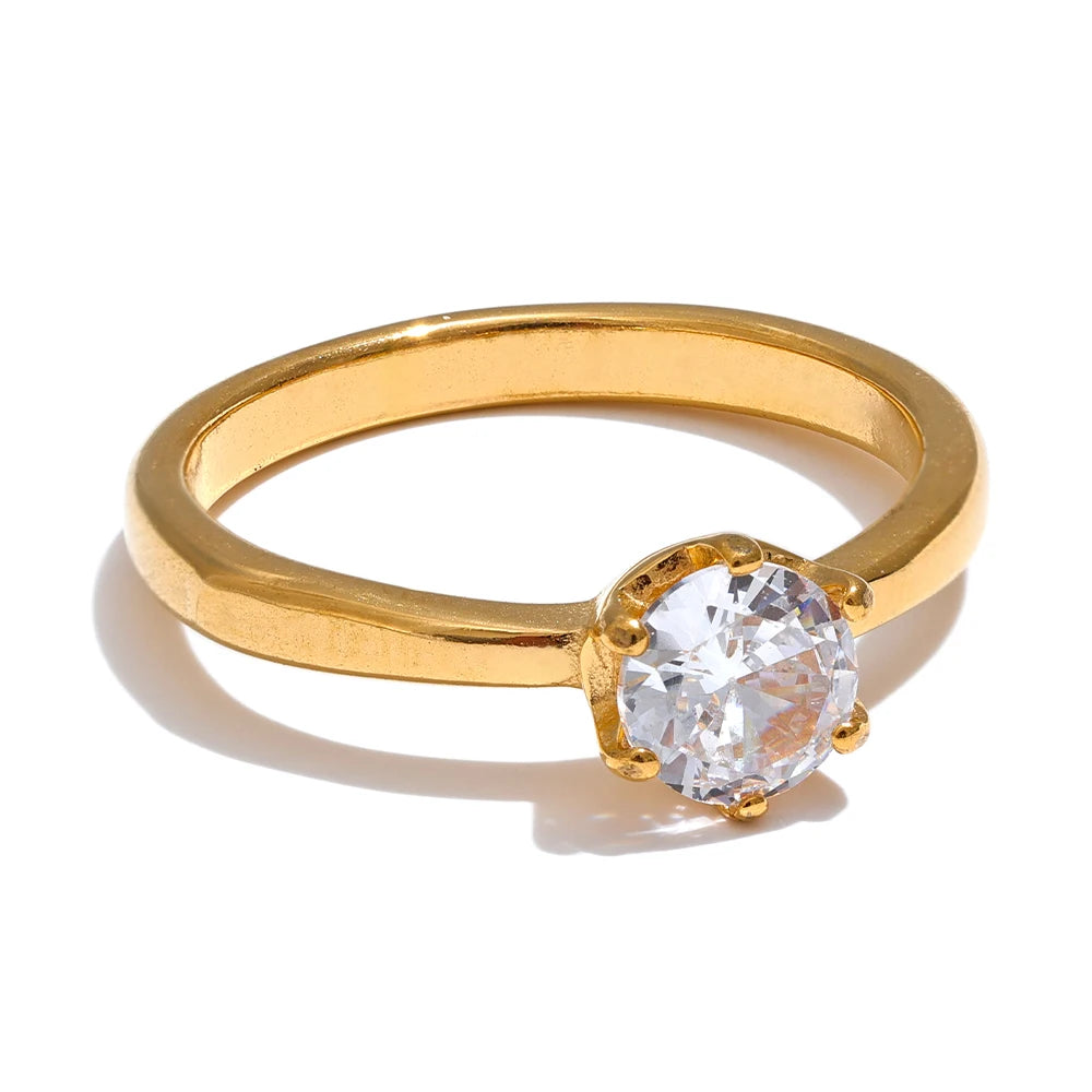 Luxe Jewels Cubic Zirconia Classic Ring – High-Quality 18K Gold Plated Jewelry